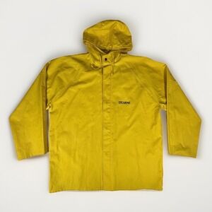 Stearns Yellow PVC Raincoat Mens XL Hooded Work Fishing‎ Rain Gear Jacket